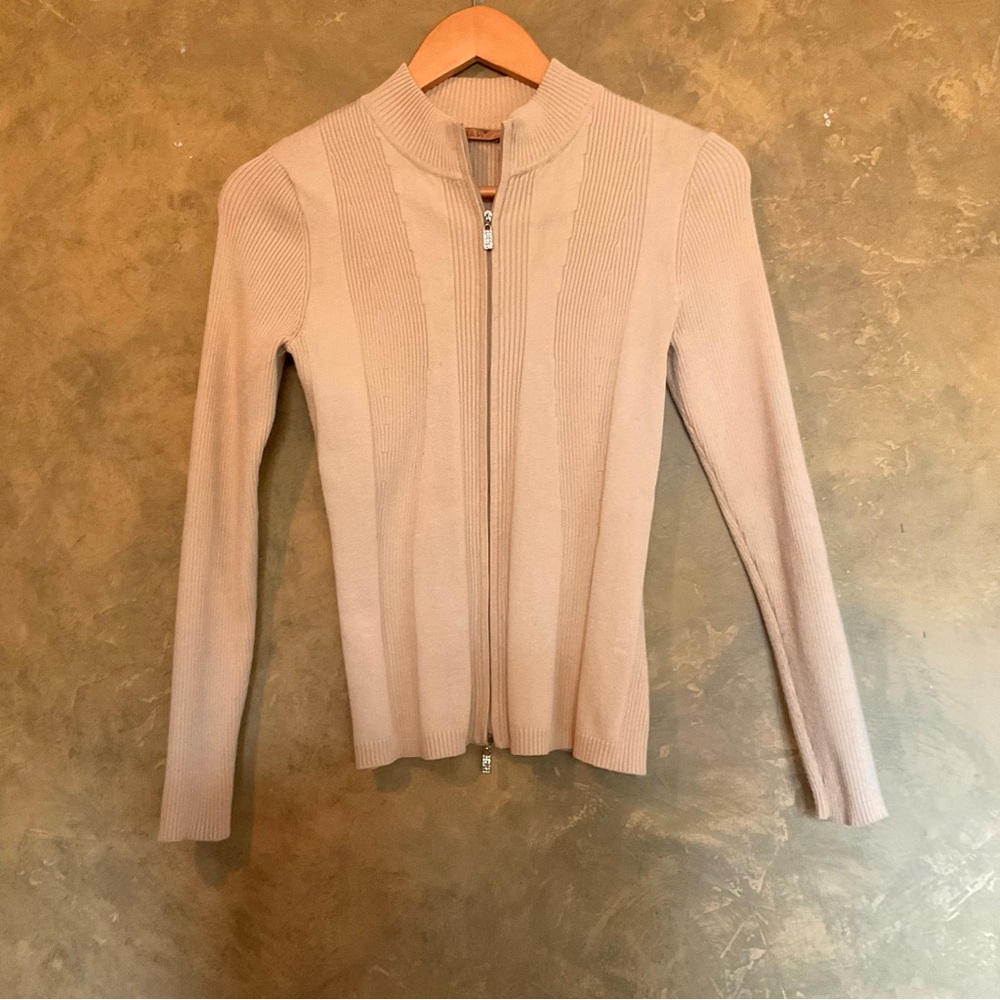 Vintage Y2K Belldini Full Zip Ribbed Fitted Cardigan